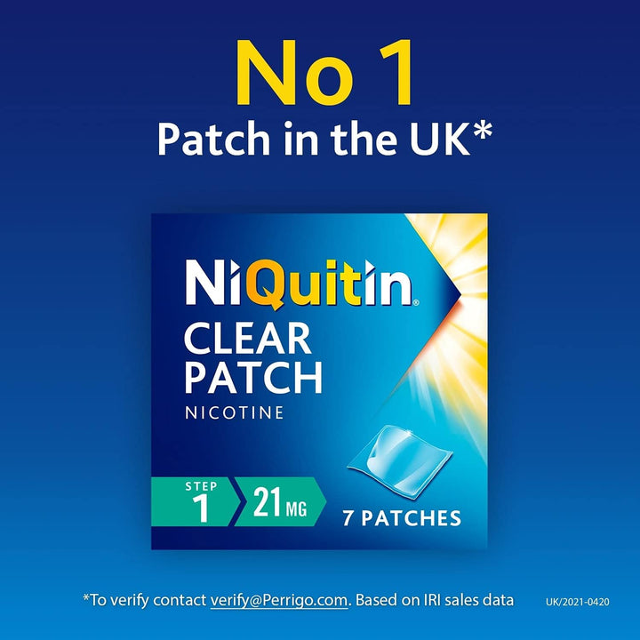 21 Mg Nicotine Patch - Step 1 - Stop Smoking Aid Therapy - 14 Clear Patches for 2 Weeks Treatment - 24H Craving Control - Invisible Nicotine Patches, White, 14 Count (Pack of 1)