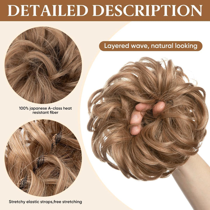 Messy Bun Hair Piece for Womens Synthetic Scrunchies Buns Extension Hairpieces Updo Pony Tail Dirty Blonde
