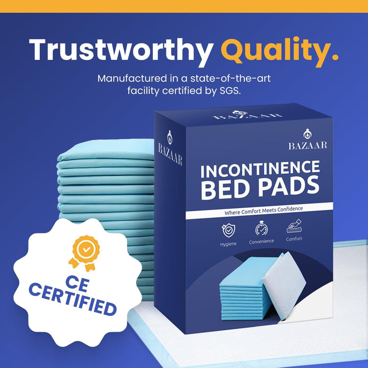 100 X Disposable Incontinence Bed Pads 90 X 60Cm – Highly Absorbent Waterproof Bed Sheets for Adults, Elderly, Children & Babies – Bed Wetting Sheets & Bed Protectors for Mattress, Sofa & Chair