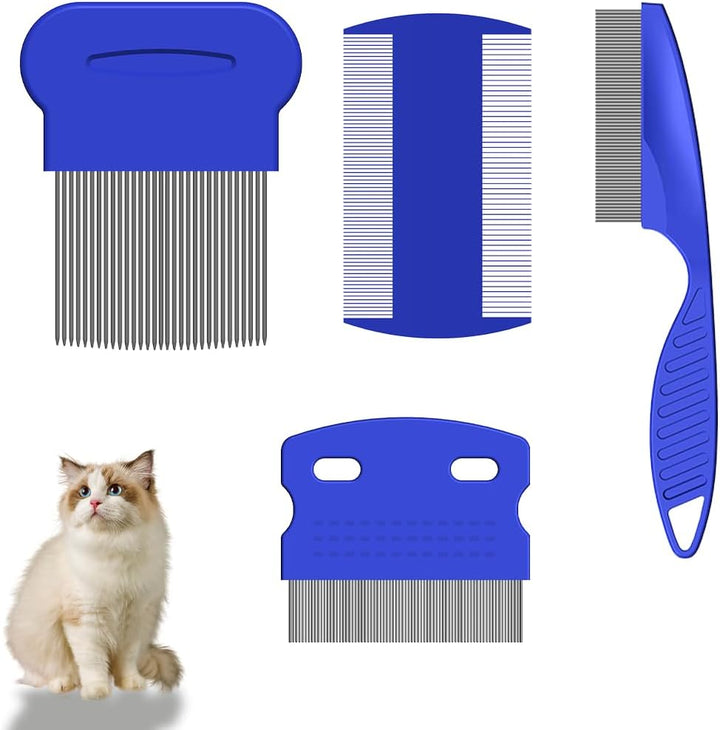 4-Piece Lice Comb Kit - Metal & Plastic Double Sided Nit & Flea Combs