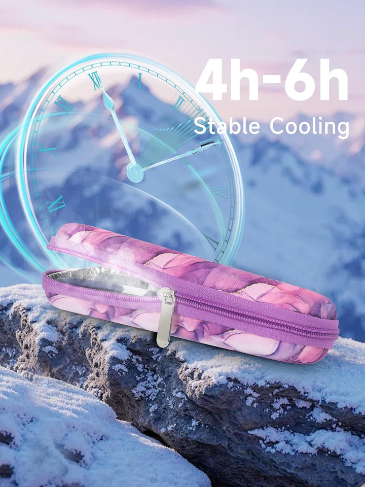 Manjaro Travel Case - Insulin Cooler Travel Case with 2 Ice Packs, Medication Cooler Bag for Fridge, Keep Medicine Cool While Traveling for Diabetic Supplies (Marble Purple)