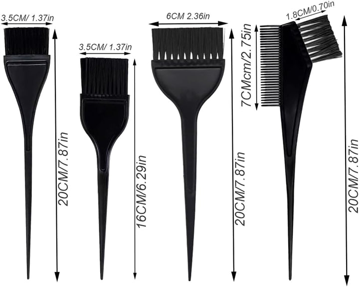 Hair Coloring Brush, 4 Pcs Hair Dye Brush, Hair Dye Brush Set, Hair Dyeing Comb Brush, Applicator Tools, for DIY Hair Coloring