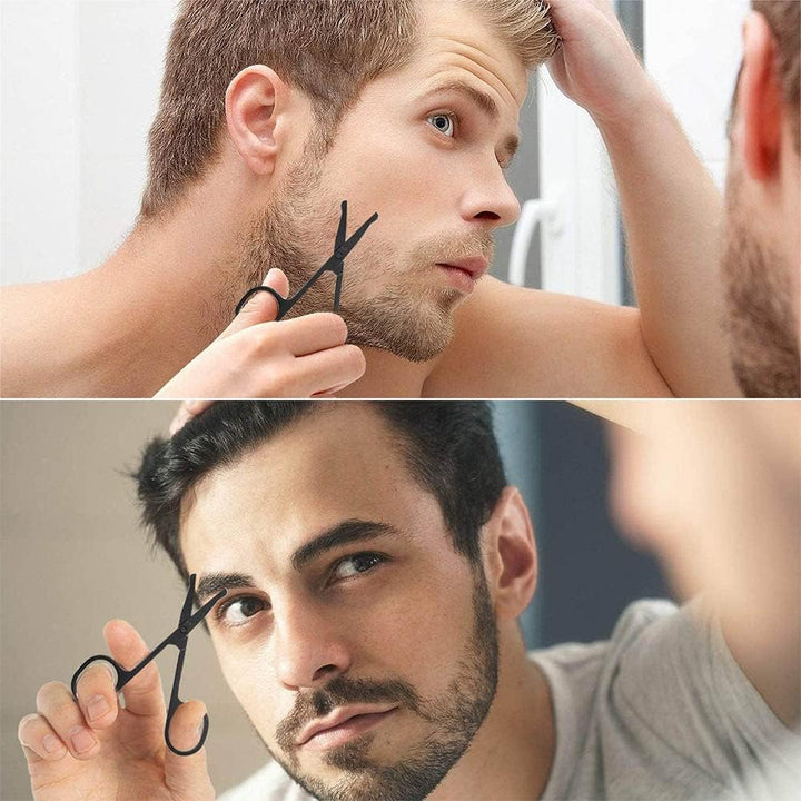 Stainless Steel Nose Hair Scissors for Trimming Facial Hair Ear Hair Eyebrow(Black)