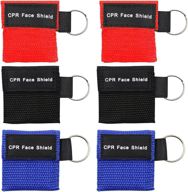 CPR Face Shield Mask with One Way Valve, CPR Mask Keychain Ring,Keychain Mask Disposable Emergency Kit CPR Face Shields Pocket Mask for First Aid or AED Training (6)