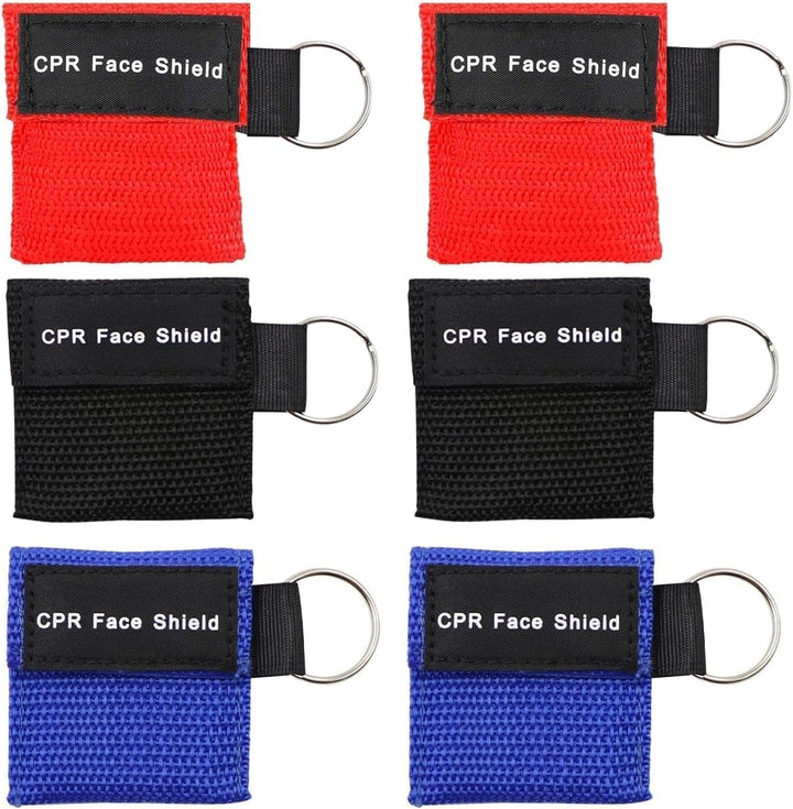 CPR Face Shield Mask with One Way Valve, CPR Mask Keychain Ring,Keychain Mask Disposable Emergency Kit CPR Face Shields Pocket Mask for First Aid or AED Training (6)