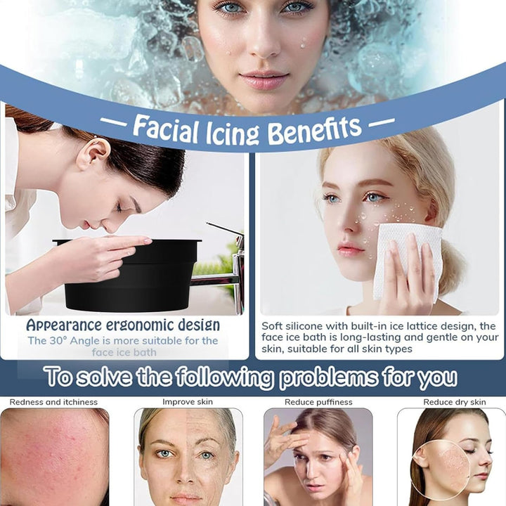 Ice Face Bowl - Facial Dunk Plunge Bowl - Silicone Beauty Skin Firming Washbasin for Home Vacation Traveling Hotel Business Trip