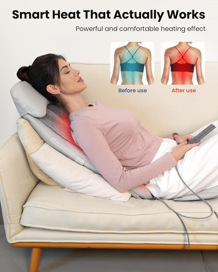 Shiatsu Back Massager with Heat, Deep Tissue Kneading Chair Massager with Vibration, 2D/3D Shiatu Massage Seat Cushion, Full Back Massage Chair Pad, Gifts for Him Her