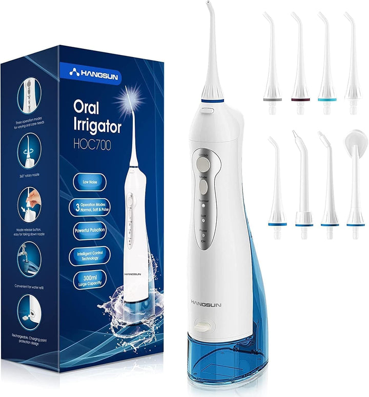 Water Flosser for Teeth Cordless Oral Irrigator Dental Water Jet Electric Tooth Flosser with 8 Jet Tips 300ML Water Tank USB Rechargeable for Tavel and Home Use (Black)