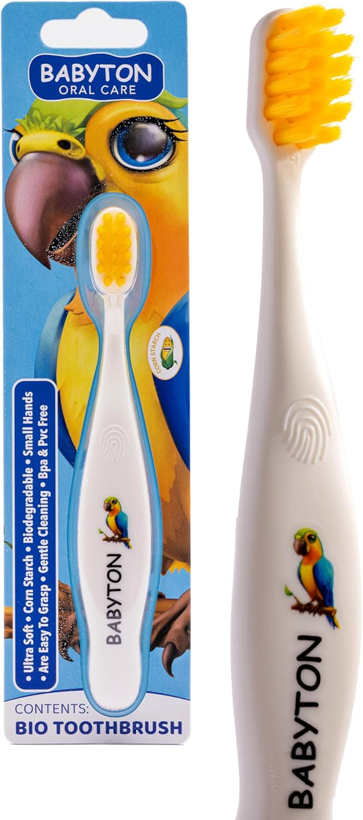 Bio Toothbrush - Eco-Friendly, Soft Bristles for Babies, Ergonomic Handle, Biodegradable Corn Cob Material (Jellyfish)