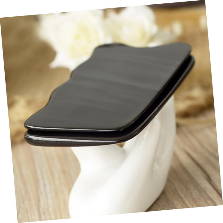 Natural Horn Scrapping Board Gua Sha Tool Smooth Black Massager for Face Neck and Back Therapy Comfortable Skin-Friendly Design