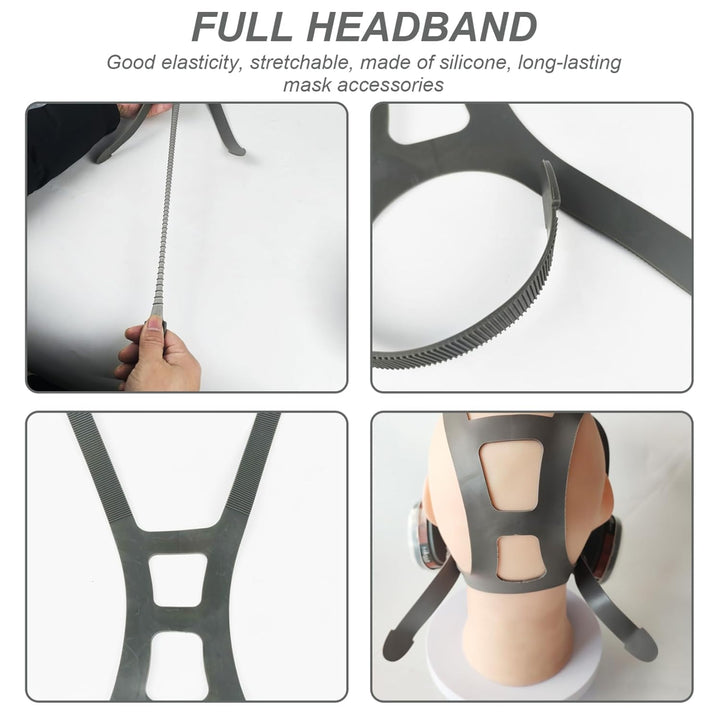 2Pcs Head Harness Strap Respirator Straps Safe Elastic Silicone Full Face Respirator Mask Straps Head Harness Assembly Respiratory Protection Replacement Part Mask