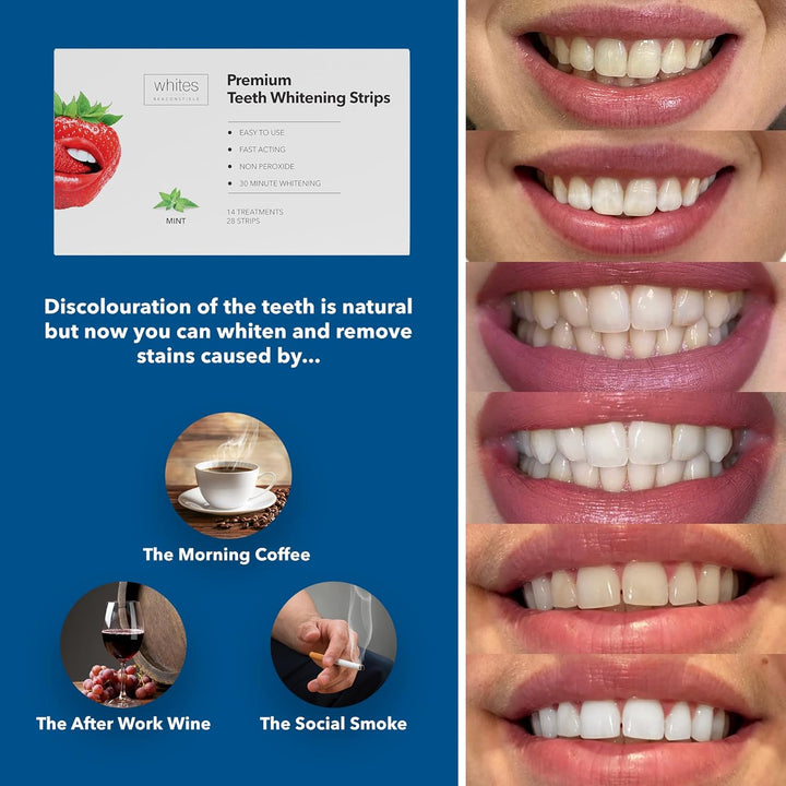 Teeth Whitening Strips, 28 Strips (14-Day Treatment) – Non-Peroxide Formula, Enamel-Safe, Brighten Teeth Fast, Removes Coffee, Wine, Smoke Stains, Safe for Sensitive Teeth