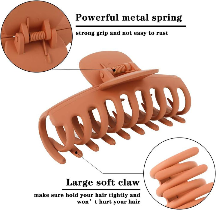 6 PCS Hair Claw Clips Big Claw Clips, Non Slip Hair Clip Strong Hold Jaw Clips for Women and Girls Straight, Curly & Wavy Hair (3.6 Inch)