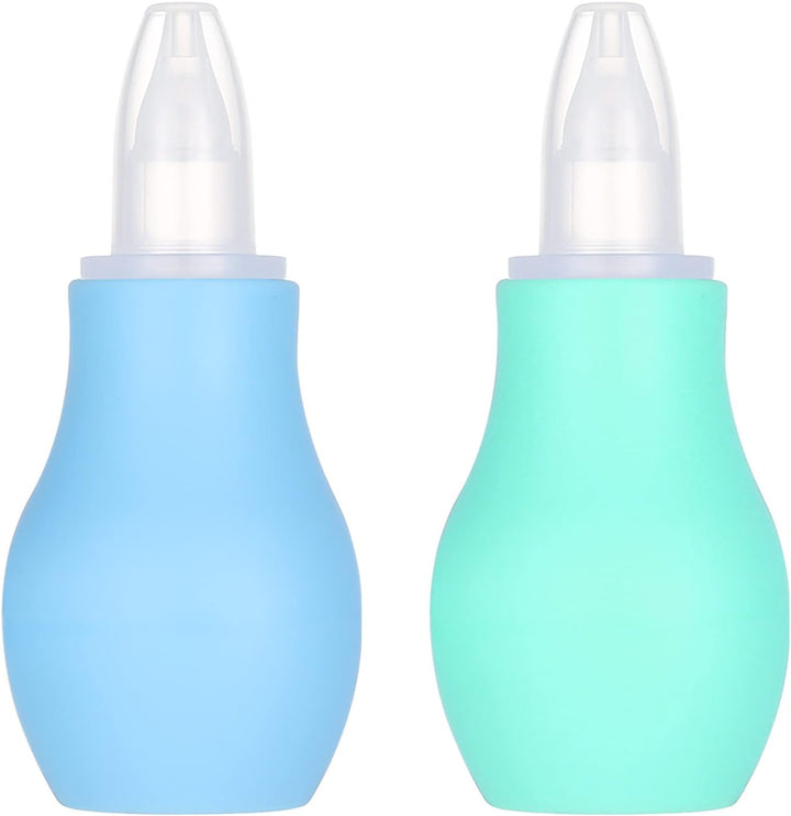 2 Packs Baby Nasal Aspirator, Baby Nose Sucker Nose Cleaner Babys Nasal Cleaner Mucus Removal for Newborns(Blue+Green)