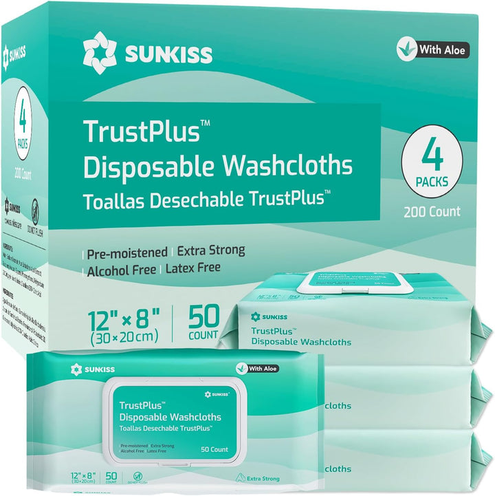 Trustplus Wet Wipes for Adult, Extra Thick 20 X 30 Cm Body Cleaning Wipes with Aloe for Incontinence & Cleansing, Fresh Scent, 50 Count