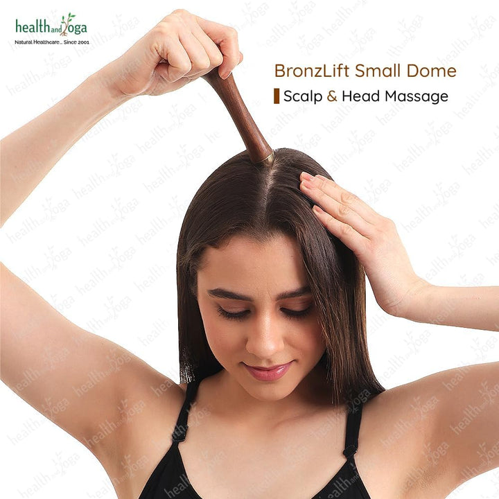 Healthandyoga Bronzlift Kansa Wand - Both Side Bronze Cap - Added Beauty Face Oil Vial - Ayurveda Face Yoga Beauty Tool - Facial, Neck & Under-Eye Massage – Toning and Sculpting (Two Dome)