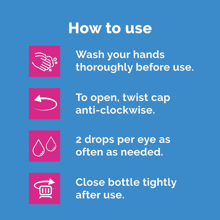 10 Ml Moisturising Eye Drops: Contact Lens Safe, Relieves Irritation, Soothes Inflammation, Hydrates, Provides Comfort for Dry and Sensitive Eyes