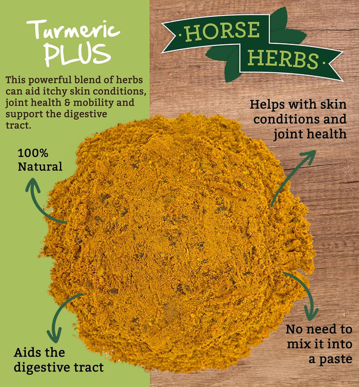 Turmeric plus 1Kg Bag | Natural Feed Supplement for Horses & Ponies, Black Pepper, Micronised Linseed, Equine Care, Pony Boost