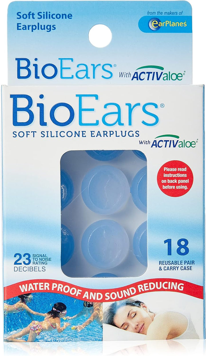 41304 Soft Silicone Earplugs with Activaloe. Premium Silicone. Protection from Water and Noise (6 Pairs),Blue