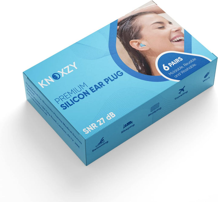 Silicone Ear Plugs for Sleeping Re-Usable Waterproof Noise Cancelling Premium Moldable Ear Plugs for Sleeping, Travelling, Studying Noise Reduction