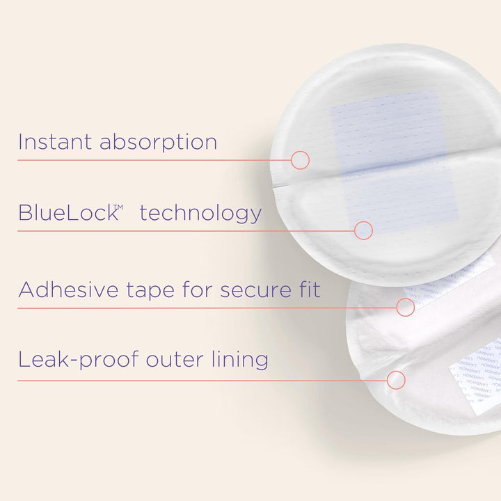 Disposable Breast Pads Maternity - 60 Pack - Ultra-Thin & Abosrbent Nursing Pads with Bluelock™ Core Leak-Proof Protection - Holds 20X Weight - Individually Wrapped -Breastfeeding Essentials