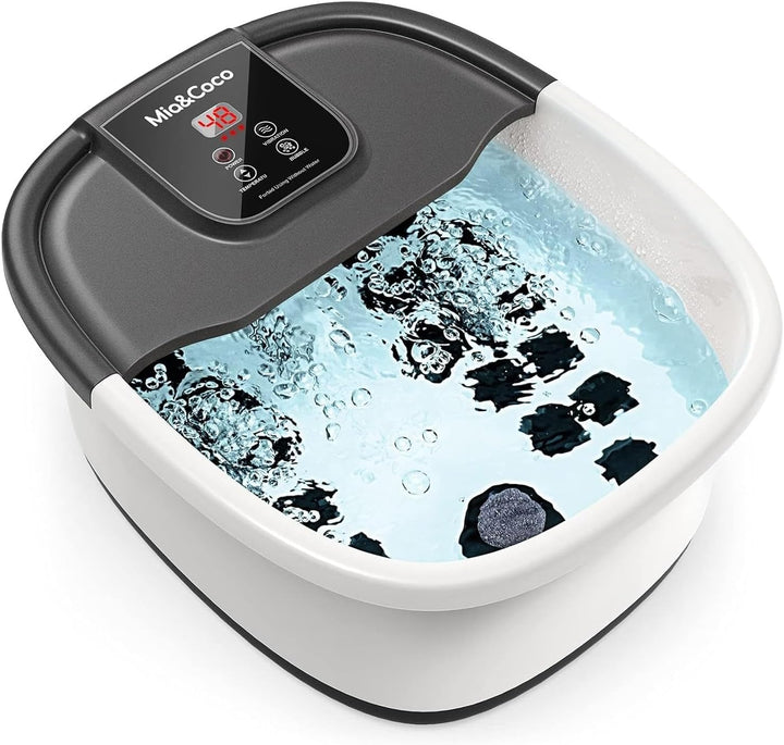 Foot Spa, Foot Bath Massager with Heater Bubbles Vibration Auto & Manual Electric Temperature Control, Pedicure Pumice Stone, Warm Soak Relief with 22 Removable Rollers and 264 Massage Nodes