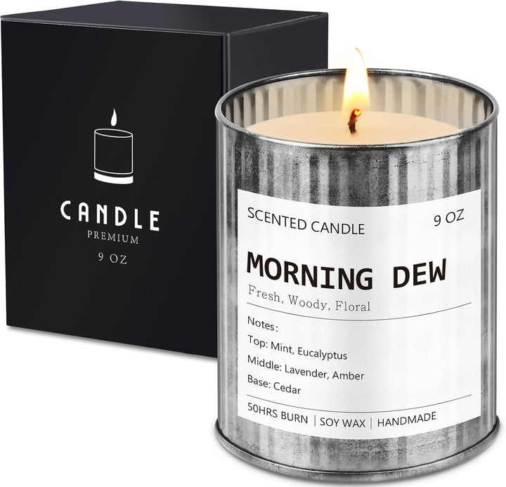 Scented Candles for Men Eucalyptus & Mint Scent Soy Wax Men Candles for Home Scented Father'S Day Gift Christmas Valentine Birthday (9Oz 40Hour Burn)