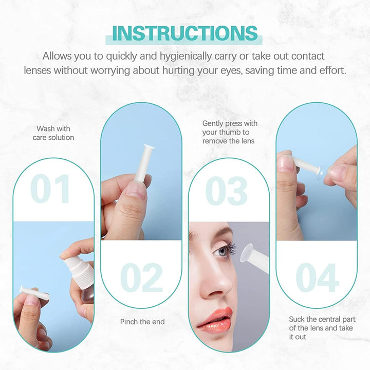 Silicone Contact Lens Inserter, 4 Pcs Contact Lense Applicator Lens Suction Holder Soft Contact Lens Remover Portable Travel Lens Remover for Home Travel Outdoor Exercise