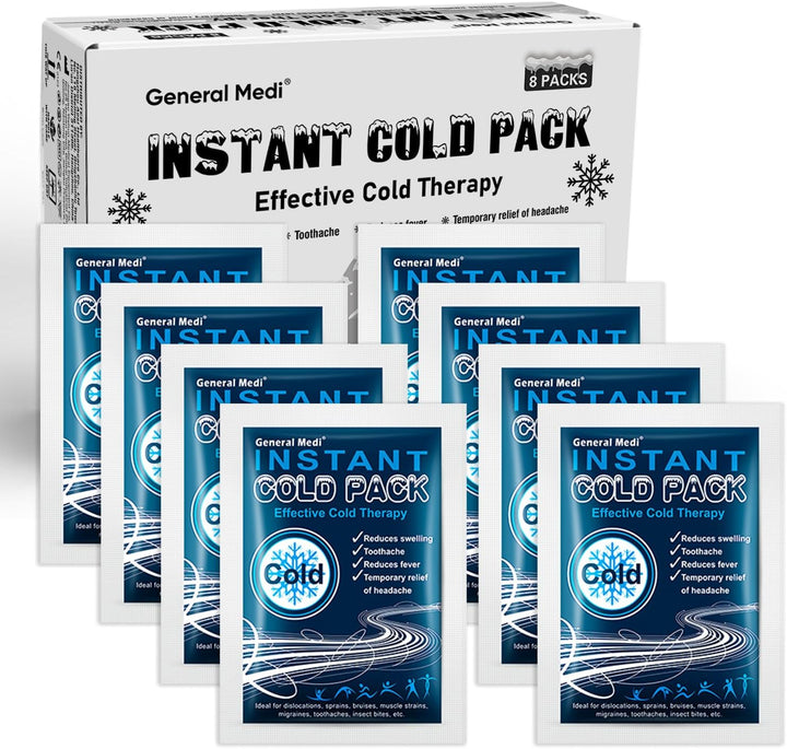 Instant Cold Pack (10X14Cm) – Set of 25 Disposable Cold Therapy Packs for Pain Relief, Swelling, Inflammation, Sprains, Strained Muscles, Toothache – for Athletes & Outdoor Activities