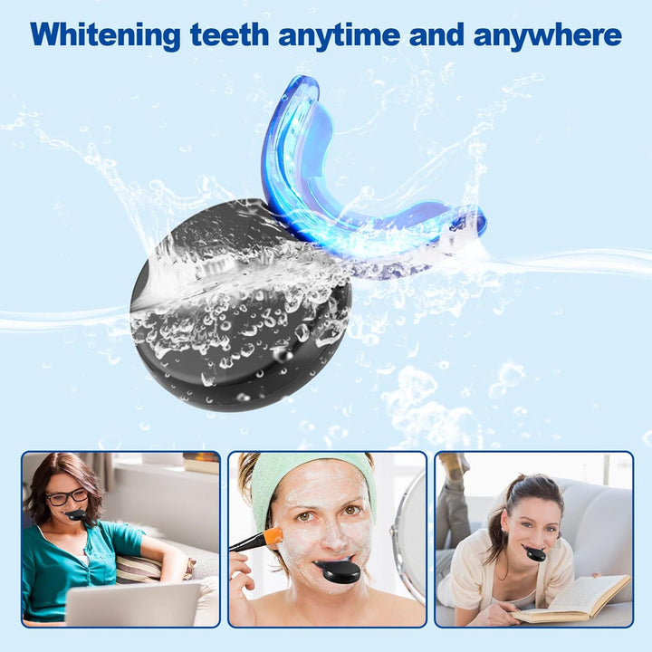 LED Teeth Whitening Kit with Dual Red Blue Light Tray & Bleaching Gel Pen - Professional Tooth Whitener for Effectively Removing Coffee, Wine, Smoking Stains for Whiter Teeth at Home