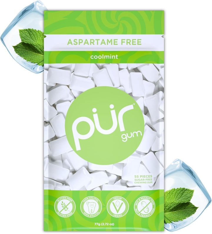 | Sugar Free Chewing Gum | Made with Xylitol | Vegan, Aspartame Free, Gluten Free & Keto Friendly | Natural Spearmint Flavoured Gum, 55 Pieces (Pack of 1)