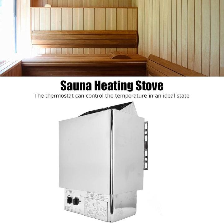6KW 220V Electric Sauna Heater Stainless Steel Sauna Heating Stove with Internal Controller, Wet and Dry Bath Sauna Box Sauna Room Equipment for Home Hotel Spa Shower Steam Room