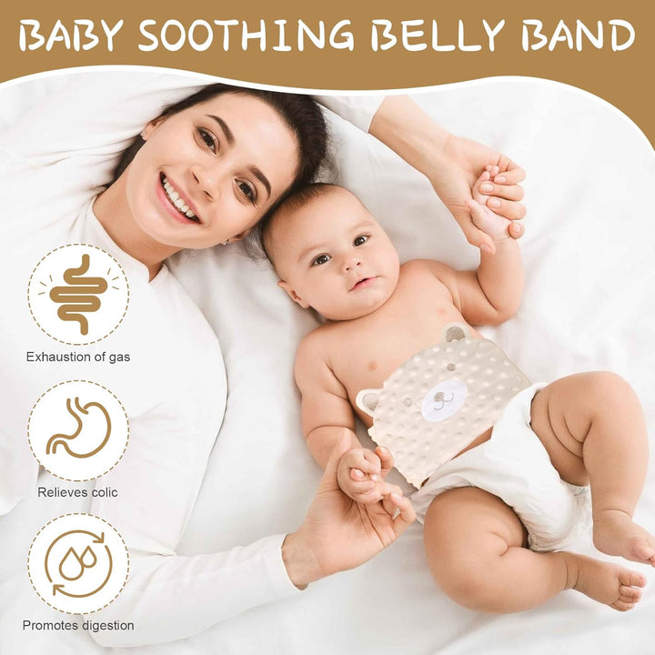 Infant Abdominal Band, Microwaveable, Red Bean Heating Liner, Machine Washable, Adjustable Velcro, Beige, for the Relief of Infant Abdominal Pain, Colic, Abdominal Distension, Soothing Babies
