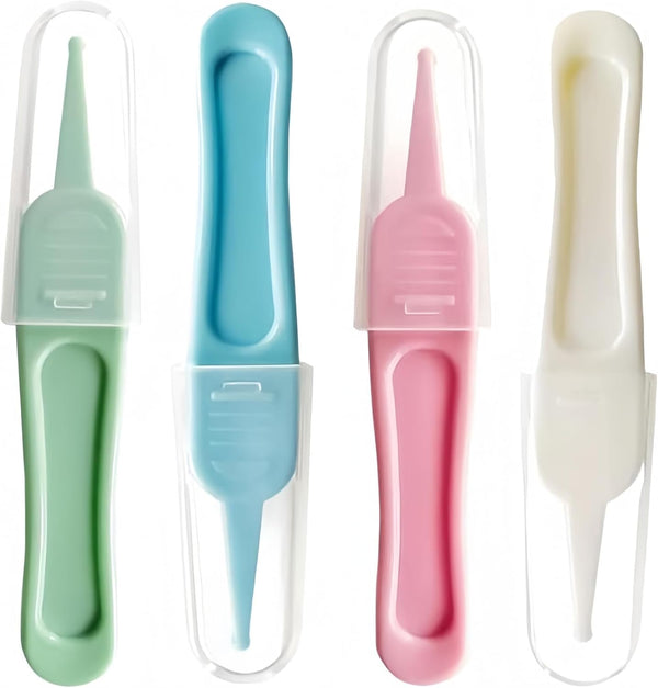 Baby Ear & Nose Cleaning Clip,4 Pcs Plastic Round-Head Nasal Tweezers,Baby Nose Picker for Cleaning the Nasal Cavity,Nose Cleaning Tools,Gentle and Safe