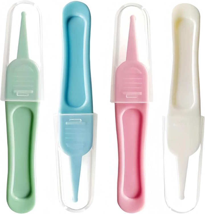 Baby Ear & Nose Cleaning Clip,4 Pcs Plastic Round-Head Nasal Tweezers,Baby Nose Picker for Cleaning the Nasal Cavity,Nose Cleaning Tools,Gentle and Safe