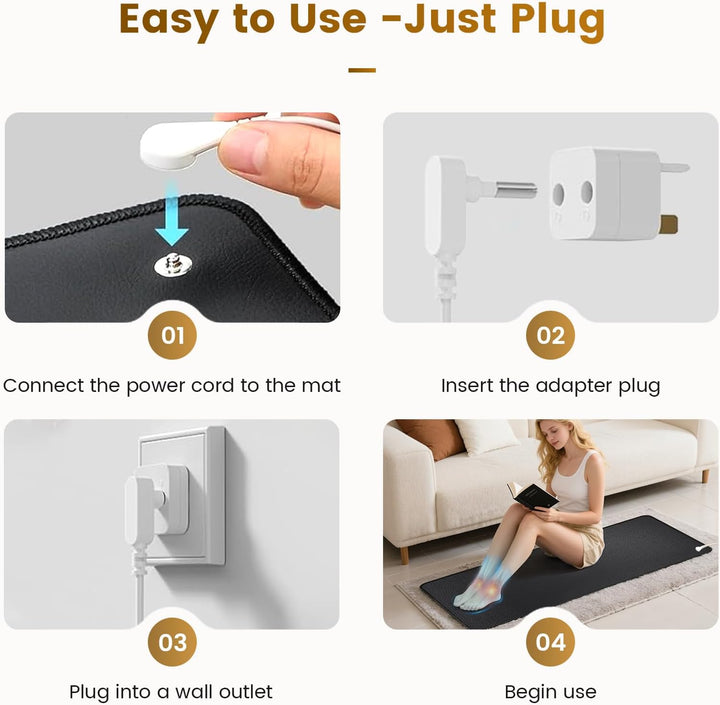 Grounding Mat Earthing UK 100X30Cm for Better Sleep & Wellness - Natural Grounding Well Earthing Mat UK at Home or Office