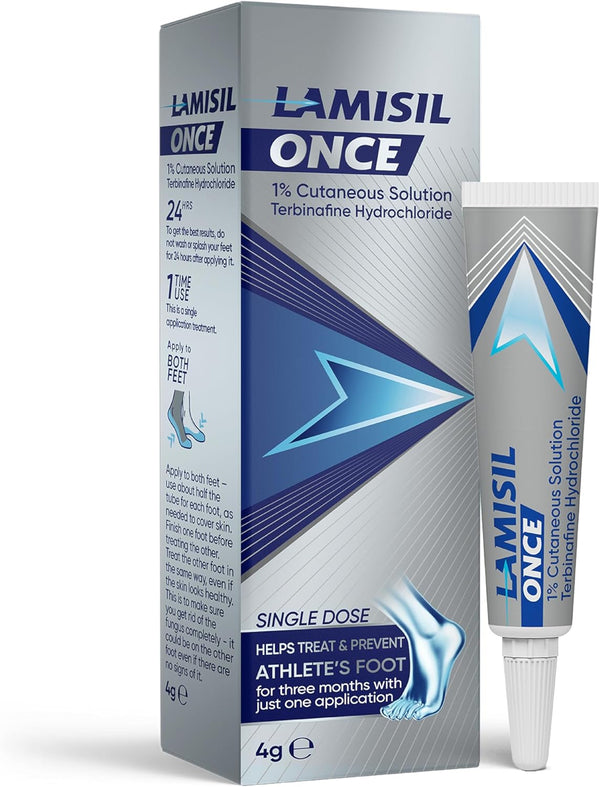 Once - Single Dose Athlete’S Foot Treatment - Relieves Itching, Burning, Cracking Symptoms - Antifungal Solution 4G