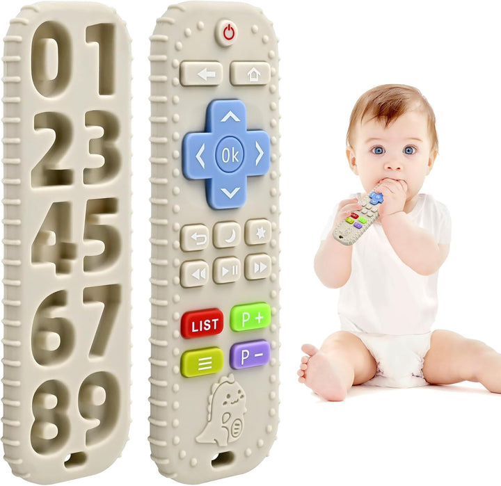 Teething Relief Teethers Toys for Babies 3-6 12 Months Gifts, Silicone Remote Control Baby Teether Bath Toys for 3 6 9 Months Newborn Infant Boy Girl Autism, Food Grade Silicone Sensory Toys, Black