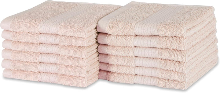 Fade-Resistant Cotton Washcloth, 12-Pack, 30 X 30 Cm, Blush Pink
