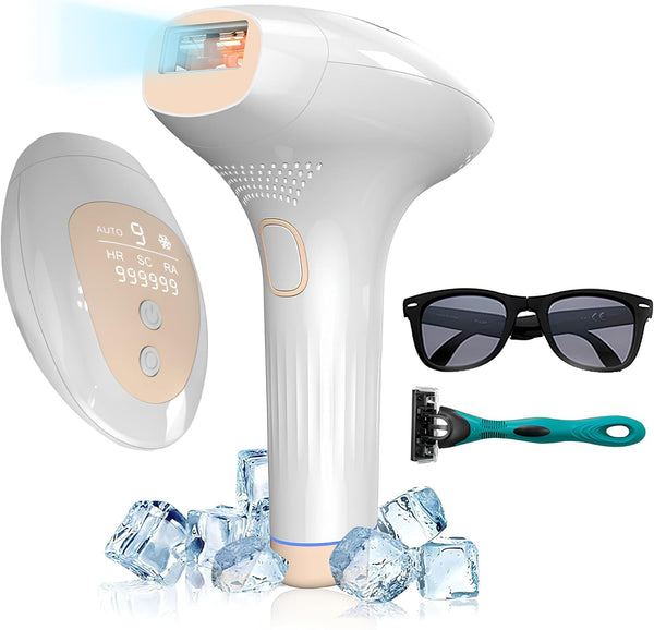 IPL Hair Removal Device for Women and Men – Nearly Painless Laser Hair Remover with 5°C Ice Cooling, Auto & Manual Modes – At-Home Hair Reduction for Face, Legs, Bikini & More"