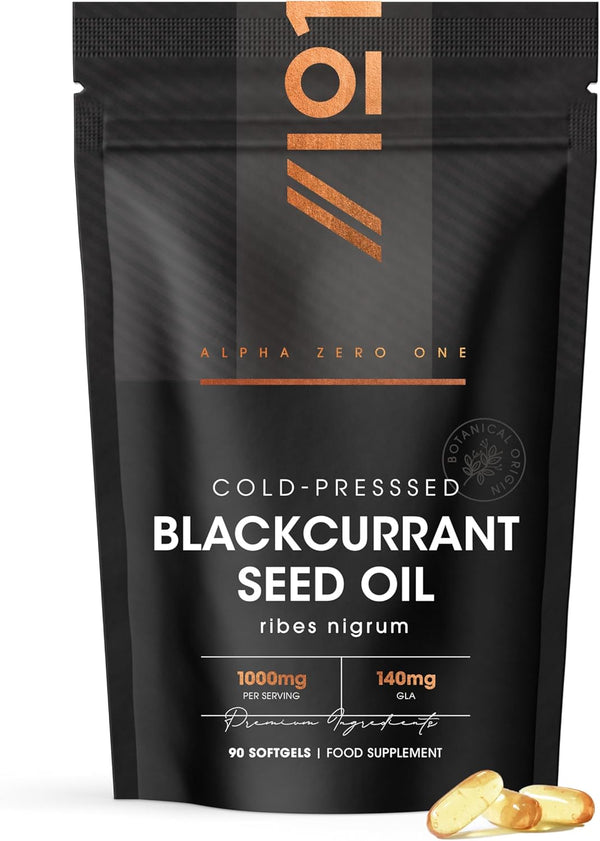 Blackcurrant Seed Oil 1000Mg – 90 Softgels – 105Mg GLA Omega-6 Essential Fatty Acid from Cold-Presssed Blackcurrant Oil – Resealable and Recyclable Pouch by