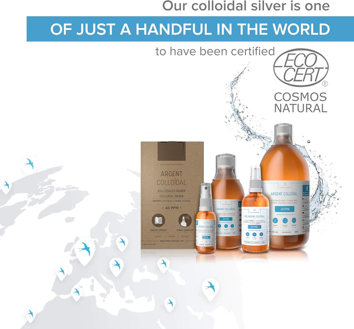 Colloidal Silver Spray 100Ml ● 40 PPM ● Superior Concentration, Smaller Particles, Better Results ● Ecocert Cosmos Natural Certified ●