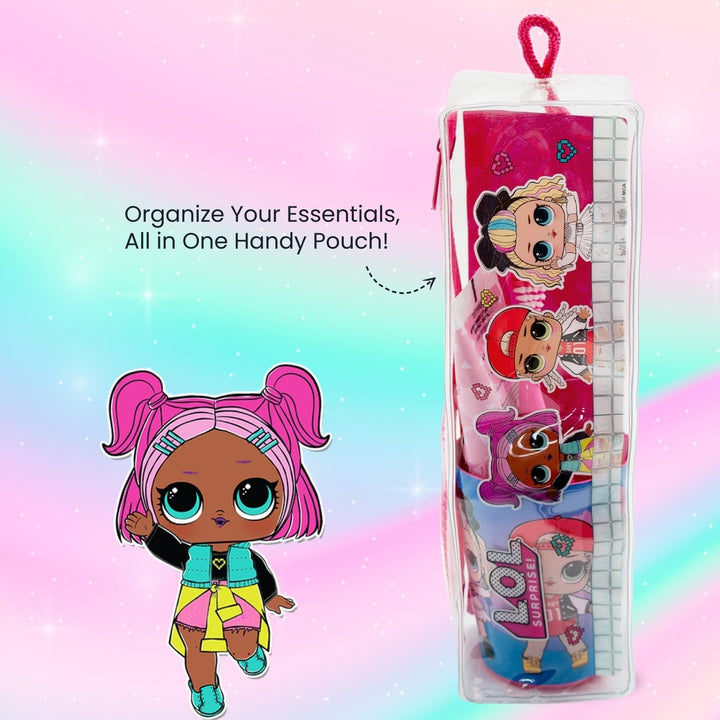 LOL Surprise Dolls Kids Toothbrush Set Contains Toothbrush with Protection Cap and Soft Bristles, Strawberry Flavour Toothpaste and Multi-Purpose Beaker for Children 3+