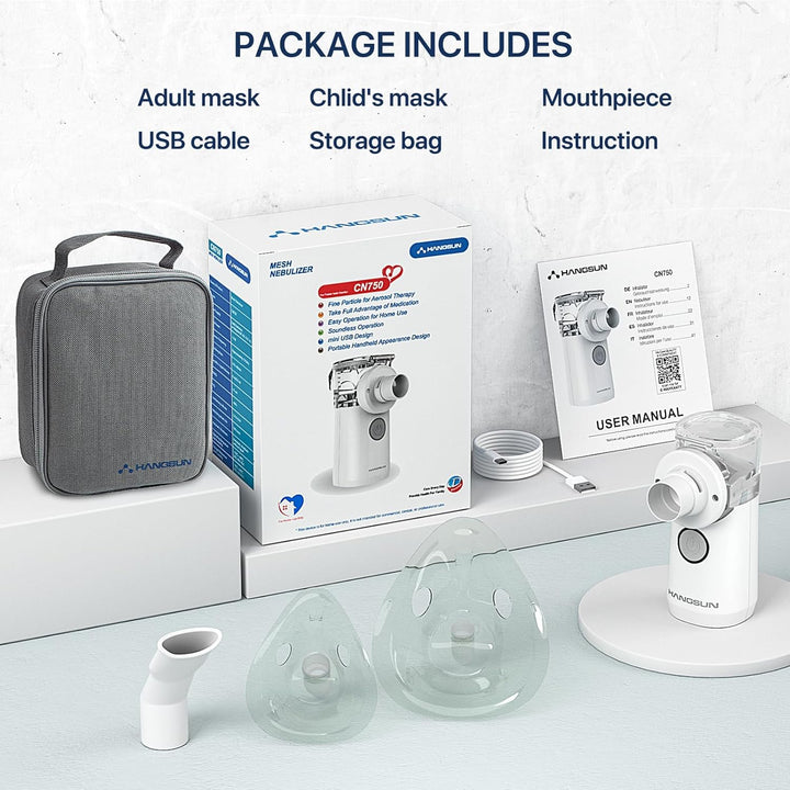 Portable Nebuliser Machine for Adults and Kids,Handheld Steam Inhaler for Home Use Only, Cool Mist Atomizer with Storage Bag, Ultra-Quiet and Efficient Atomization