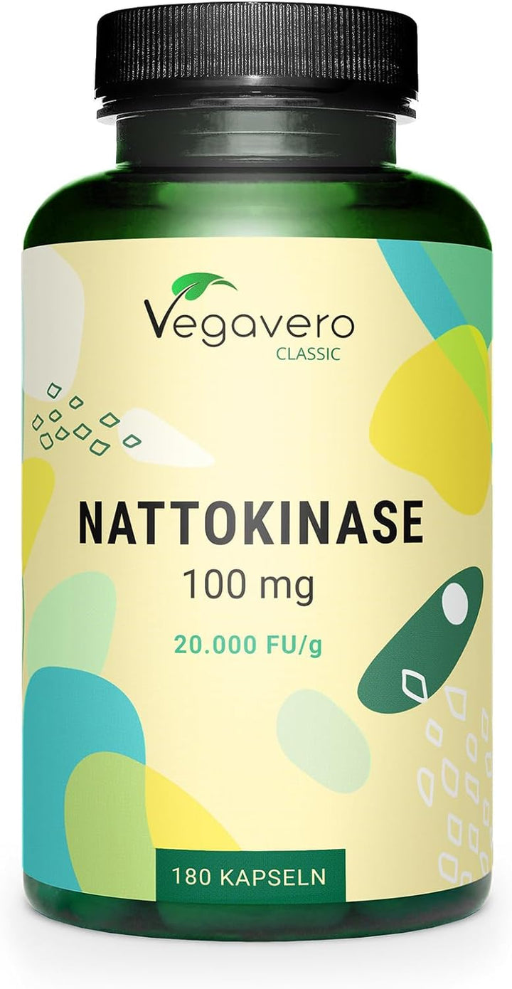 Nattokinase 2000 FU – 100 Mg | 180 Capsules | 100% Natural from Fermented SOYA Bean Extract | Enzyme from Japanese Natto | NO Additives | Vegan