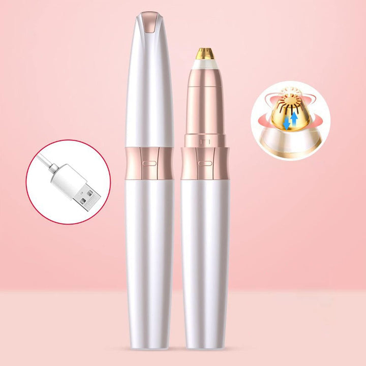 Electric Eyebrow Trimmer, Rechargeable Stainless Steel Automatic Eyebrow Groomer for Women Lady Girl (Gold)