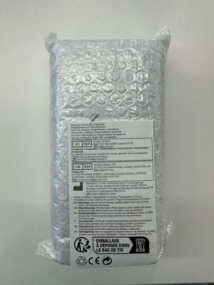 Pill Box Organiser, XL Weekly Pill Box 7 Day 2 Times a Day with One-Side Large Opening Design for Easy Filling, Tablet Organiser with Black Privacy Protection for Medication/Vitamins/Fish Oils