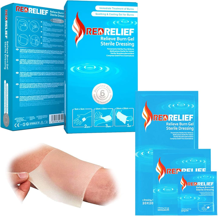 Emergency Assorted Burn Dressings Pack of 6 - Cools, Soothes and Relieves Pain