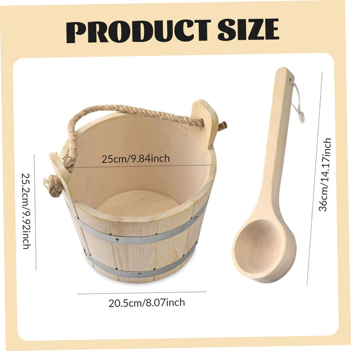 Sauna Kit 9.9'' Plastic-Liner Preservative Wood Sauna Bucket with Ladle Reinforced Barrel Sauna with Thick Handle for Sauna Bathroom