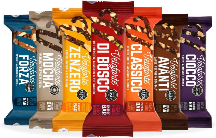 Energy & Protein Bars - Cycling, Running, Endurance Nutrition. Natural Ingredients, Great Taste Award Gold, Dairy-Free, Gluten-Free, Healthy Fibre, Vegan & Vegetarian (7 Bars Variety Pack)